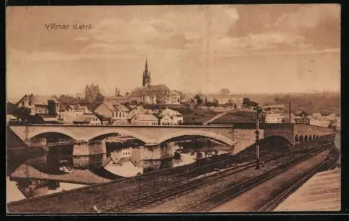 AK Villmar /Lahn, Teilansicht mit Brücke
