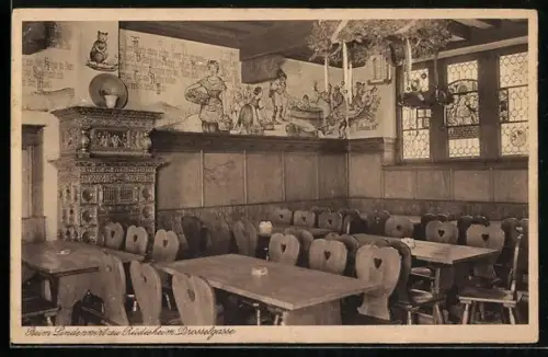 AK Rüdesheim am Rhein, Gasthaus Beim Landwirt zu Rüdesheim in der Drosselgasse, Speiseraum