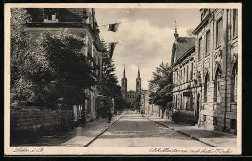 AK Lahr i. B., Schillerstrasse mit katholischer Kirche