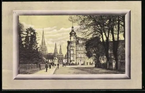 AK Oldenburg / Grossh., Innerer Damm mit Lamberti-Kirche u. Schloss