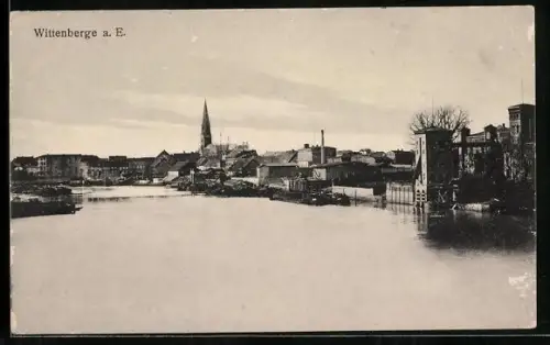 AK Wittenberge a. E., Teilansicht mit Kirche