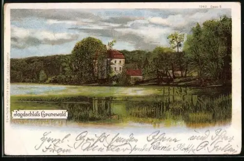 Lithographie Berlin-Grunewald, Am Jagdschloss