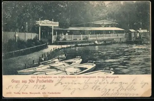 AK Berlin-Zehlendorf, Gasthaus Alte Fischerhütte am Schlachtensee, Inh.: Herm. Marquardt