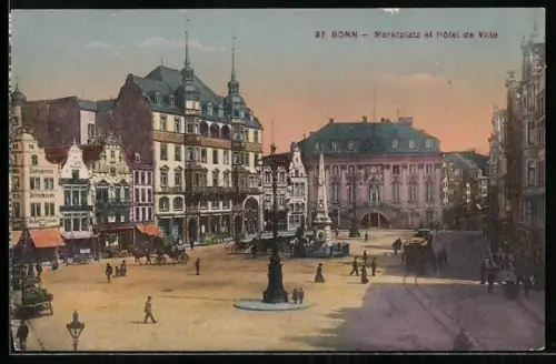 AK Bonn, Marktplatz et Hotel de Ville, Strassenbahn
