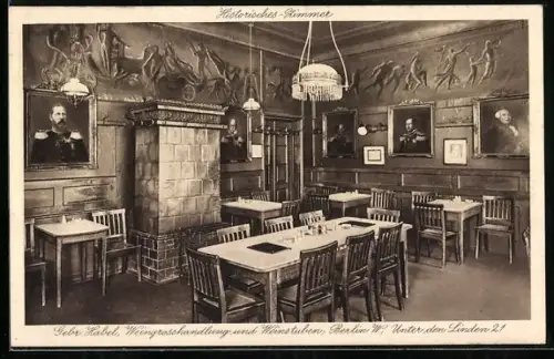 AK Berlin, Gasthaus Weinstuben Gebrüder Habel, Unter den Linden 21, Innenansicht
