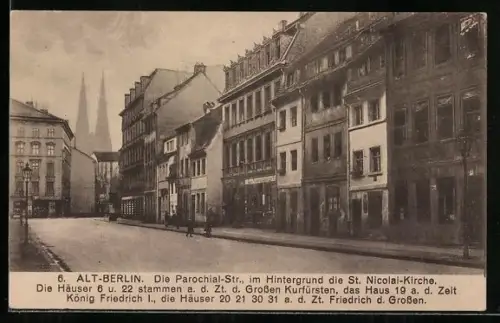 AK Berlin, Parochial-Strasse, im Hintergrund die St. Nicolai-Kirche