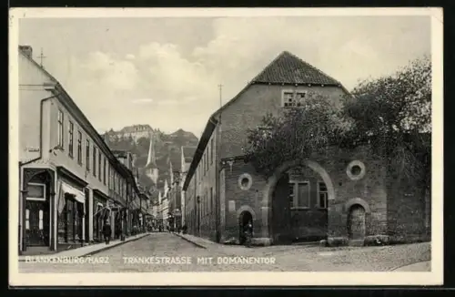 AK Blankenburg /Harz, Tränkestrasse mit Domänentor