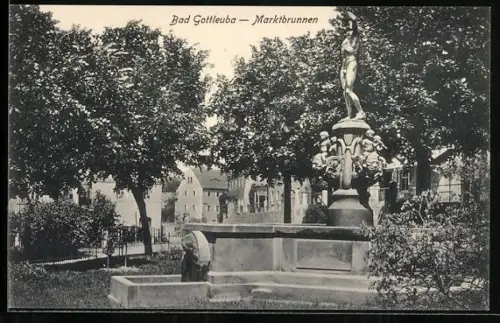 AK Bad Gottleuba, Marktbrunnen