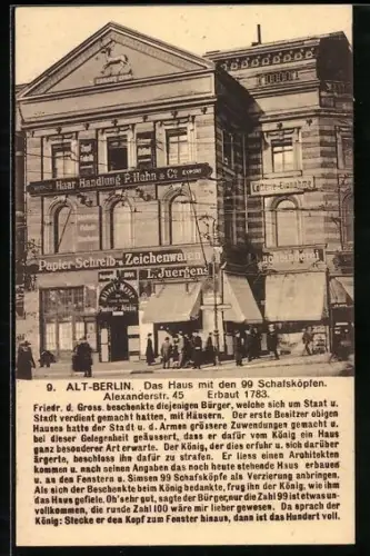 AK Berlin, Haus mit den 99 Schafsköpfen, Alexanderstrasse 45