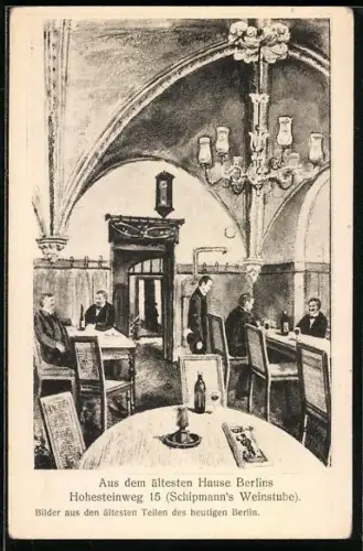 AK Berlin, Gasthaus Schipmann`s Weinstube im ältesten Haus der Stadt, Hohesteinweg 15, Innenansicht