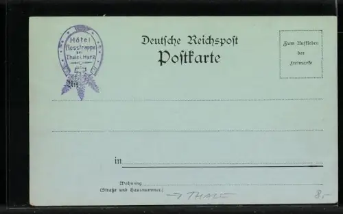 Mondschein-AK Thale, Hotel Rosstrappe