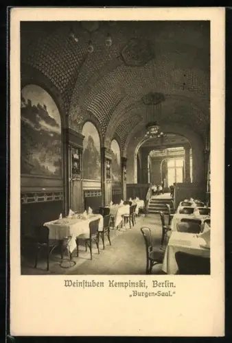 AK Berlin, Innenansicht Weinstuben Kempinski, Burgen-Saal