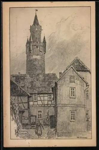 Künstler-AK Otto Ubbelohde: Friedberg /Hessen, In der Burg