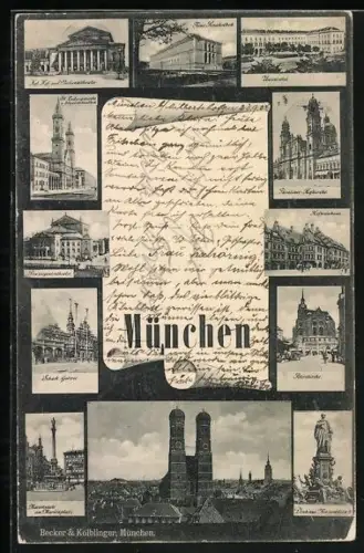 AK München, Universität, Theatiner-Hofkirche, Peterskirche