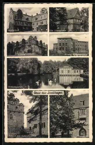 AK Stadthagen, Schloss, Schlosshof, Evangelisches Krankenhaus