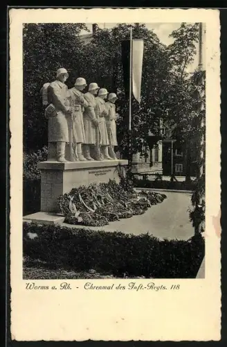 AK Worms, neben dem Ehrenmal der Inft.-Regts. 118
