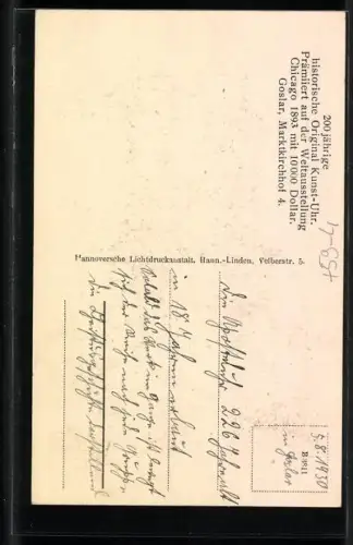 AK Goslar, 200 jährige historische Original Kunst-Uhr, Marktkirchhof 4