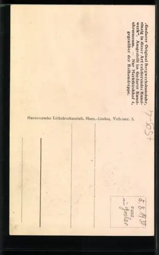 AK Goslar, Goslarer Kunstuhrmuseum, Marktkirchhof 4, Goslarer Original Bergwerkskunstuhr