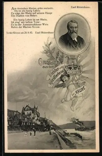 AK Assmannshausen, Dichter- und Künstlerheim zur Krone, Emil Rittershaus
