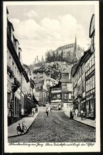 AK Blankenburg im Harz, Obere Tränkestrassse mit Kirche und Schloss