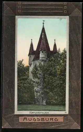 AK Augsburg, Fünfgradturm, Passepartout
