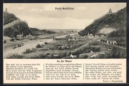 AK Porta Westfalica, Totalansicht mit Weserlied