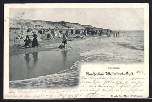 AK Westerland-Sylt, Strand nach Süden