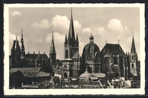 AK Bad Aachen, Rathaus und Dom