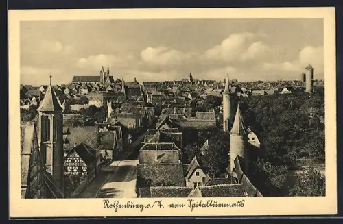 AK Rothenburg o. T., Ortsansicht vom Spitalturm