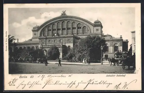 AK Berlin-Kreuzberg, Strassenpartie mit Anhalter Bahnhof