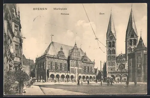 AK Bremen, Marktplatz, Rathaus und Dom