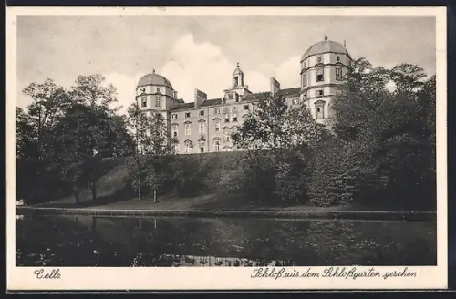 AK Celle, Schloss aus dem Schlossgarten gesehen
