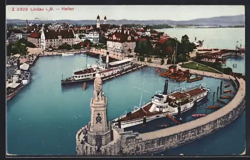 AK Lindau i. B., Fliegeraufnahme vom Hafen