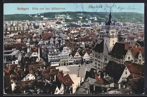 AK Stuttgart, Blick von der Stiftskirche
