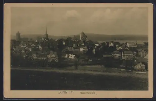 AK Schlitz i. H., Gesamtansicht mit Brücke