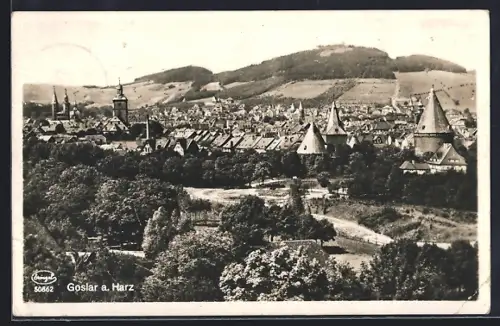 AK Goslar a. Harz, Teilansicht mit Hügeln