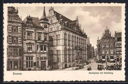 AK Bremen, Marktplatz mit Schütting