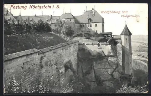 AK Festung Königstein i. S., Georgenburg und Hungerturm