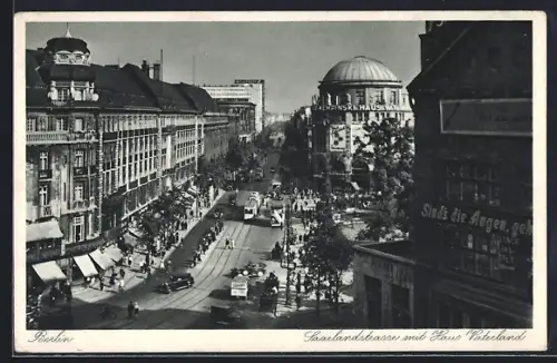 AK Berlin, Saarlandstrasse mit Hotel Haus Vaterland und Strassenbahn