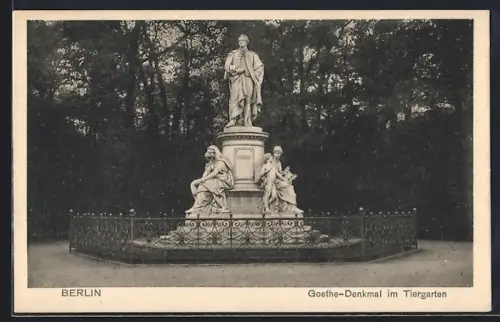 AK Berlin, Goethe-Denkmal im Tiergarten