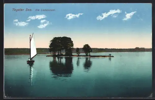 AK Berlin-Tegel, Die Liebesinsel mit Boot