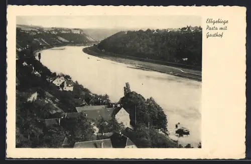 AK Pirna-Posta, Ortsansicht m. Gasthof