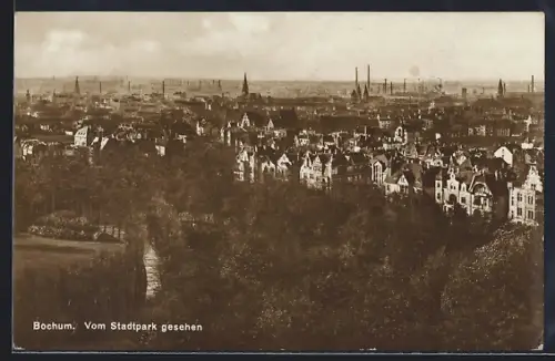 AK Bochum, Ortsansicht vom Stadtpark aus
