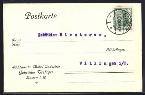 AK Rastatt i. B., Süddeutsche Möbel-Industrie Gebrüder Trefzger