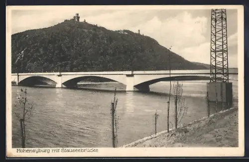 AK Hohensyburg, Blick zur Burg mit Stauseebrücke