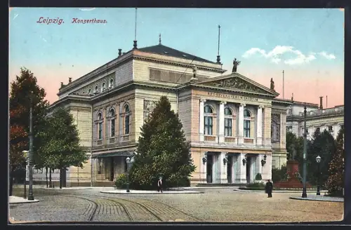 AK Leipzig, Konzerthaus mit Strassenpartie