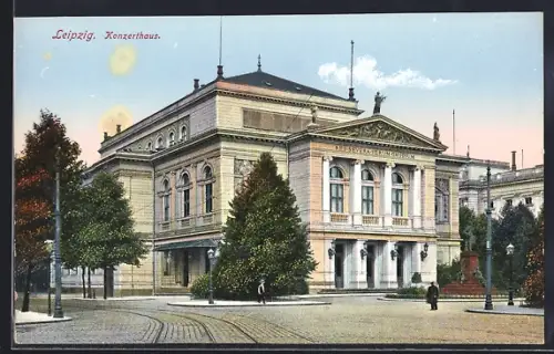 AK Leipzig, Strassenpartie am Konzerthaus