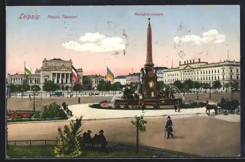 AK Leipzig, Neues Theater, Mendebrunnen
