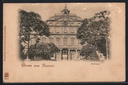 AK Rastatt, Schloss mit Bäumen