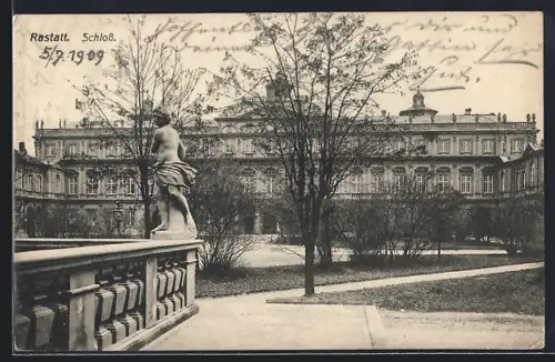 AK Rastatt, Schloss mit Bäumen